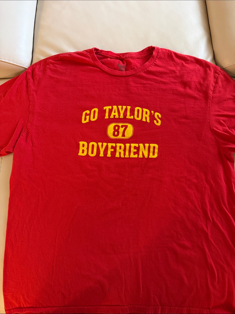 Red 'Go Taylor's Boyfriend' Graphic T-Shirt